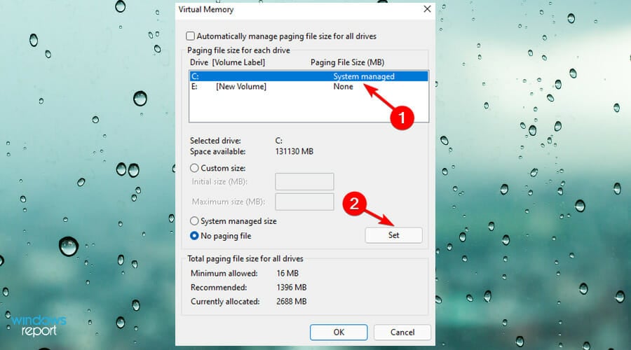 Установить размер, задаваемый системой