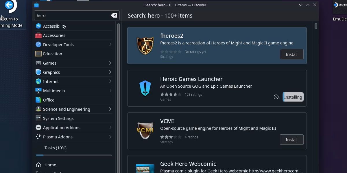 Скриншот Heroic Games Launcher в магазине Discover