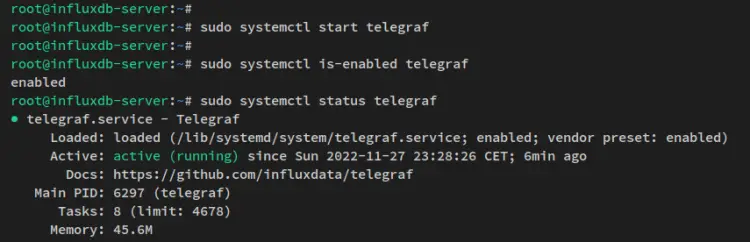 Статус Telegraf