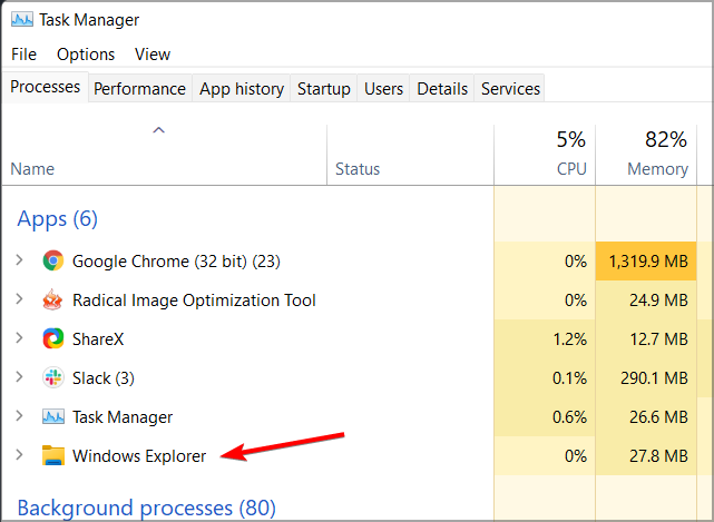 Диспетчер задач: процесс Проводник (Windows Explorer)
