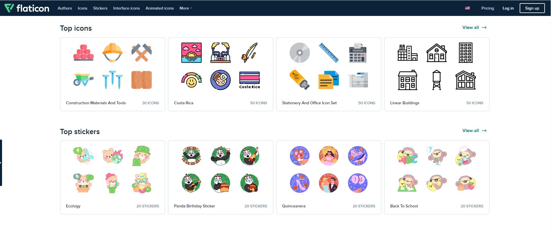 Сайт flaticon с коллекцией бесплатных иконок и наклеек