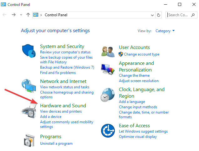 Панель управления — Оборудование и звук