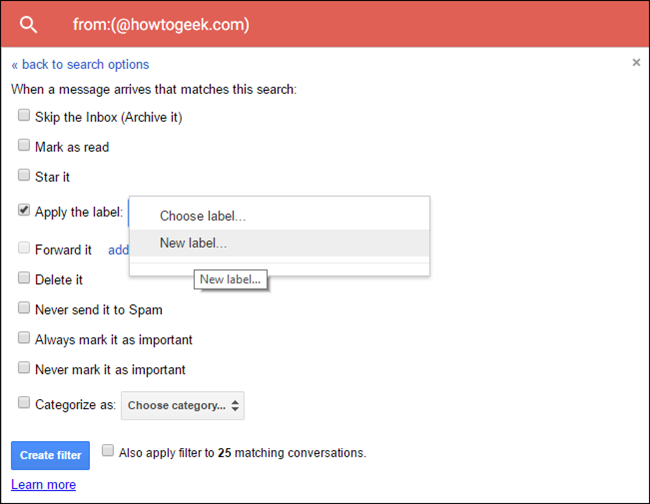 Скриншот: создание новой метки для фильтра