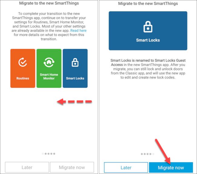 Слайды, объясняющие процесс миграции в SmartThings Classic