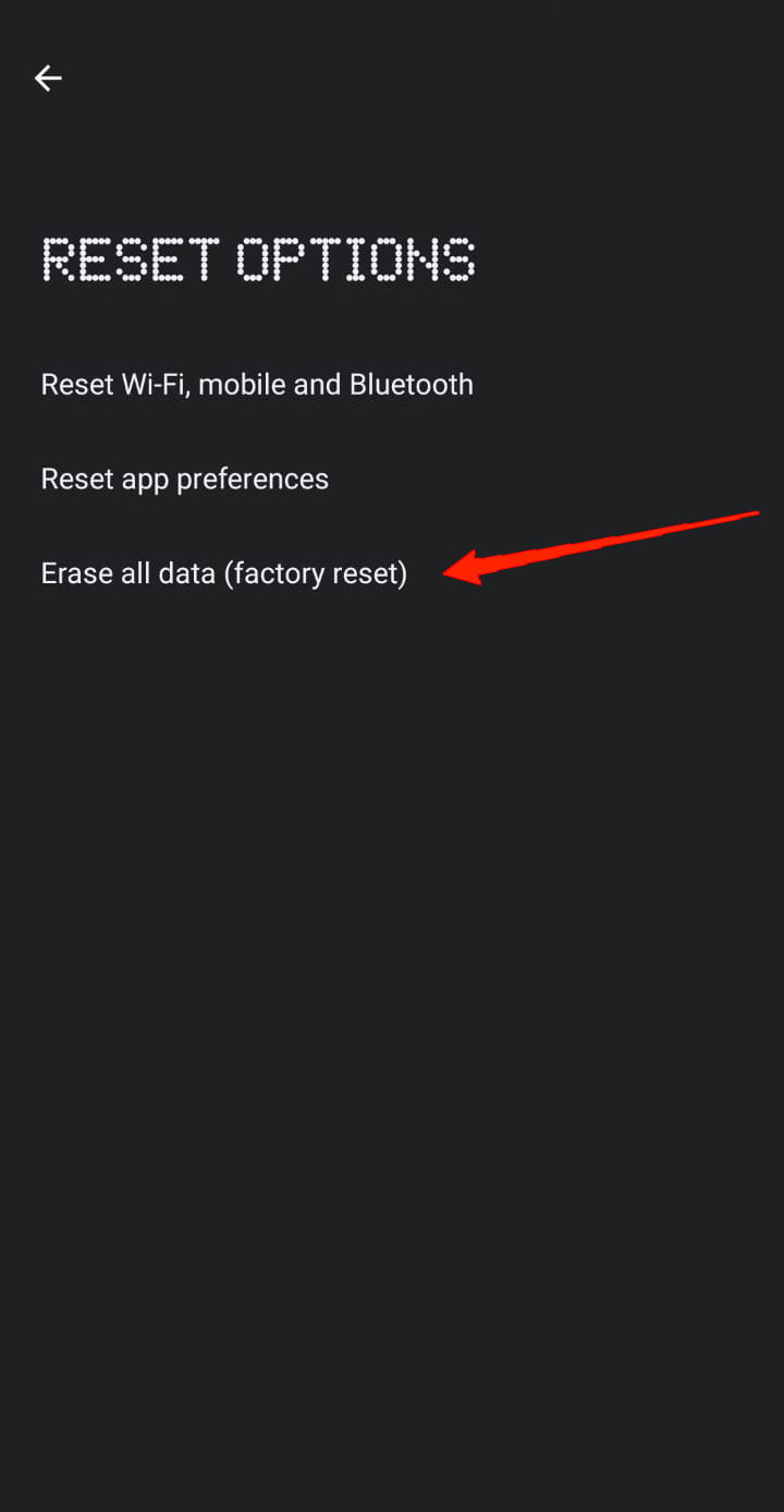 Erase all data (Factory Reset)