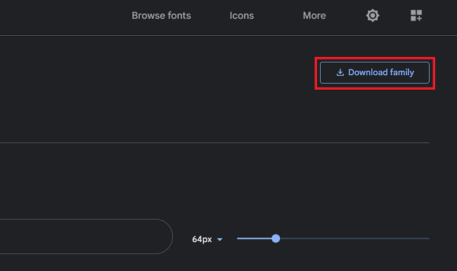 Скриншот страницы скачивания шрифтов Google в виде архива