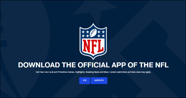 Приложение NFL на мобильном устройстве