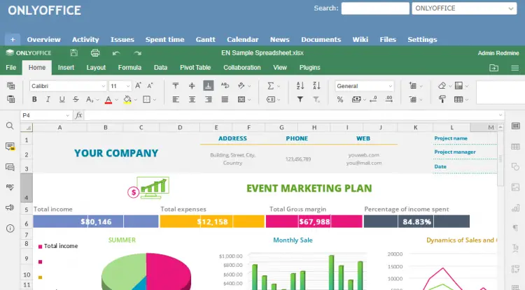 Редактирование документа в Redmine через ONLYOFFICE