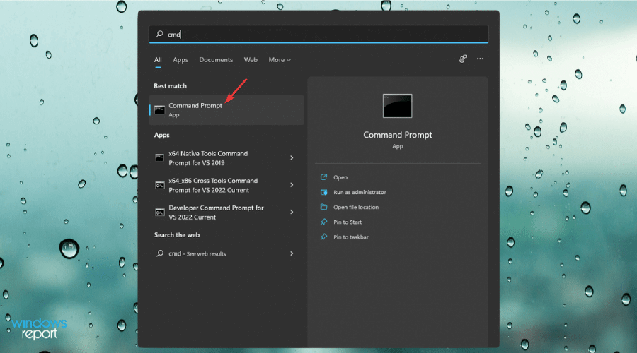 Открытие командной строки в Windows 11