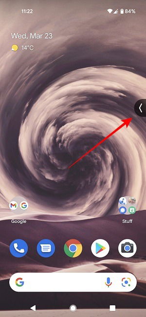 Ручка-подсказка на экране, раскрывающая значок Game Dashboard