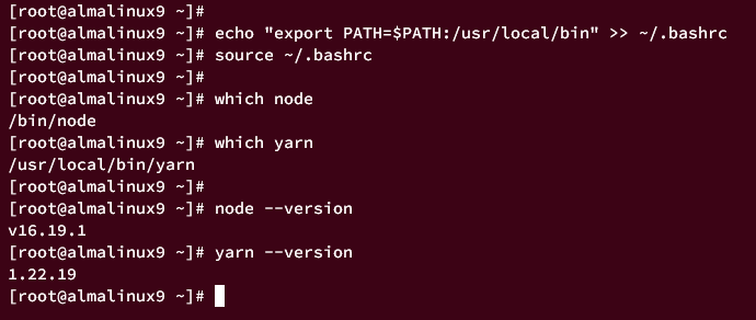 Проверка Node.js и Yarn