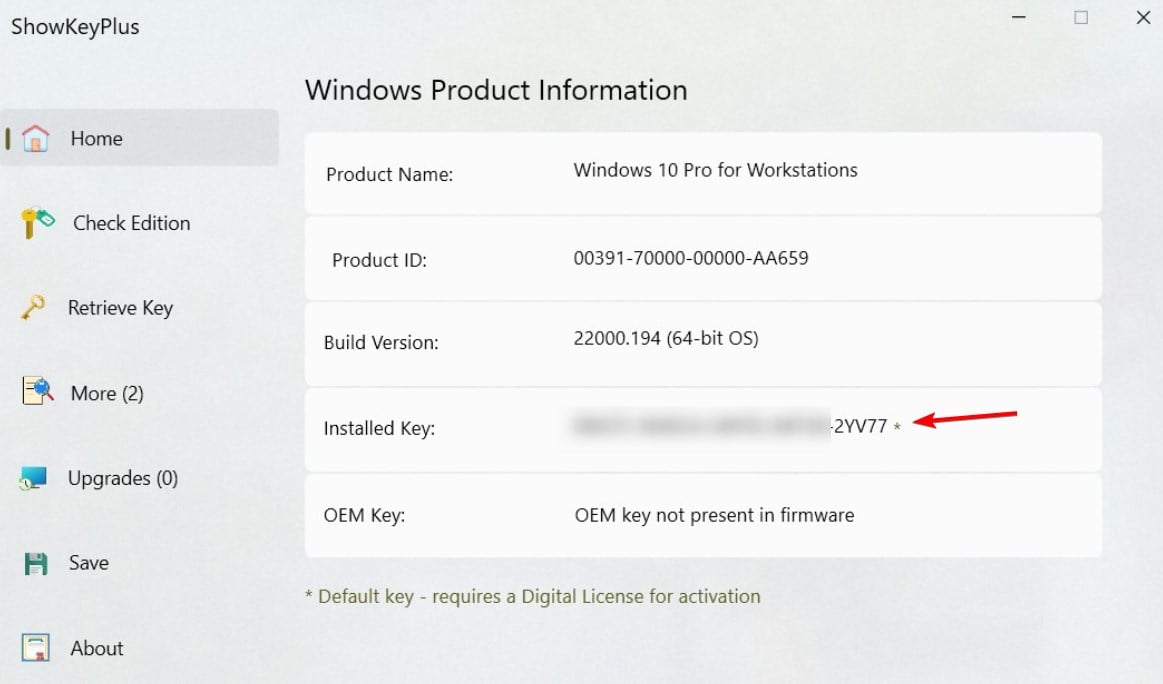 ShowKeysPlus: поле Installed с отметкой об общем ключе
