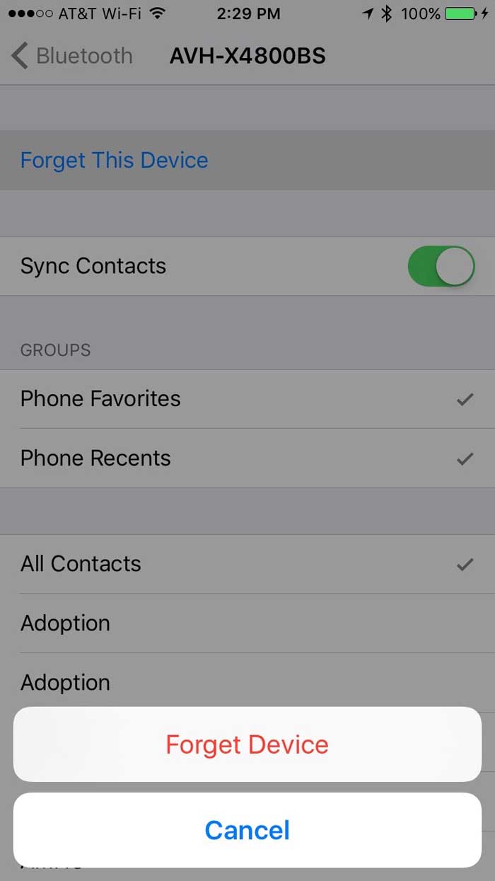 Забыть устройство Bluetooth