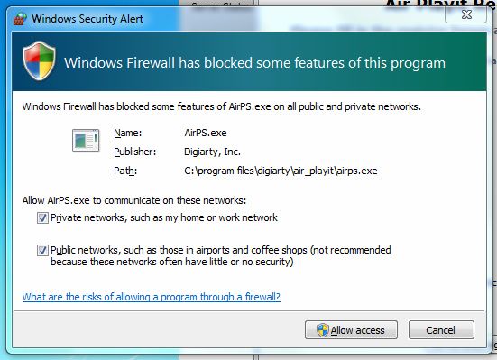 Форма регистрации и главное окно сервера Air Playit