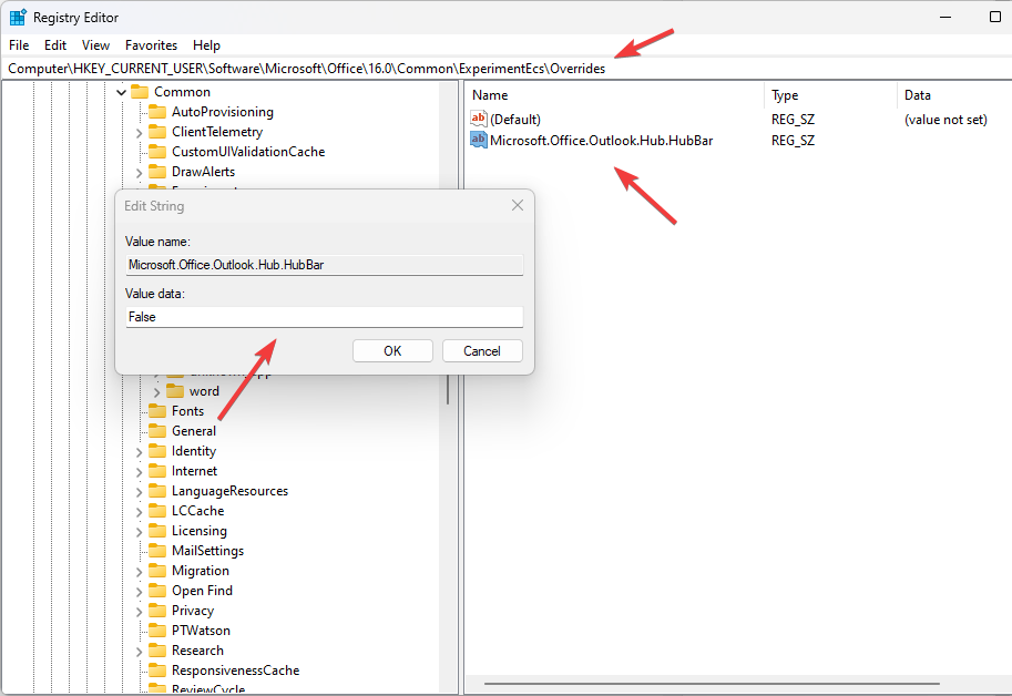 Параметр установлен в False, панель должна вернуться вниз после перезапуска