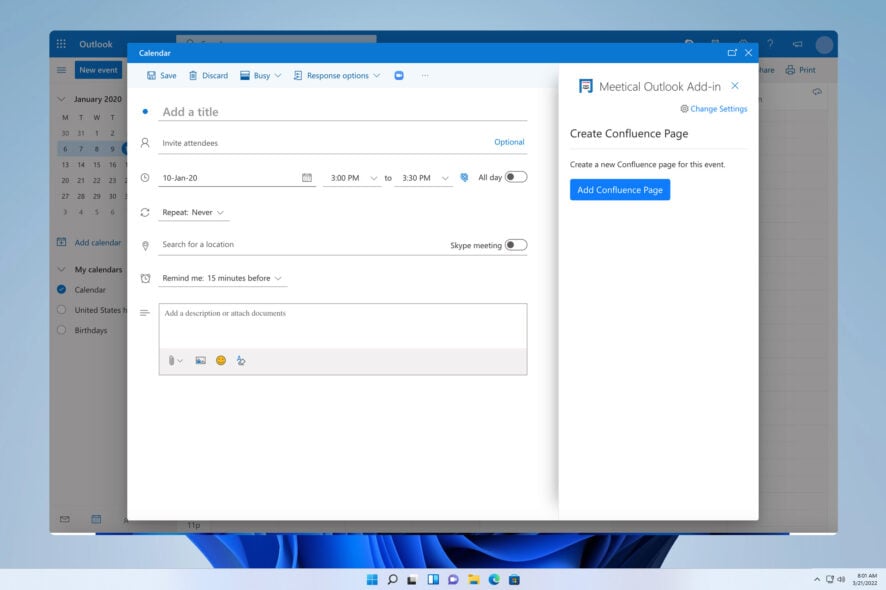 Отправить приглашение Outlook на несколько времён