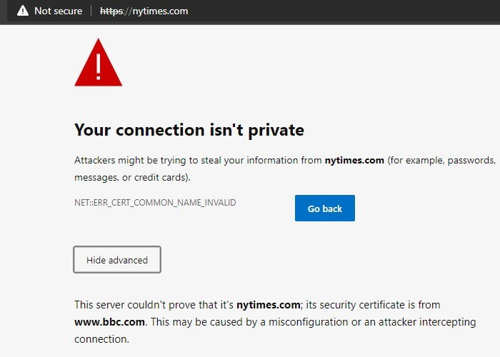 Редирект сайта и возможная ошибка сертификата в браузере