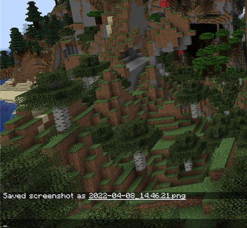 Уведомление о сохраненном скриншоте в Java-версии Minecraft