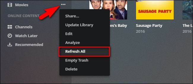 Обновление библиотеки в Plex