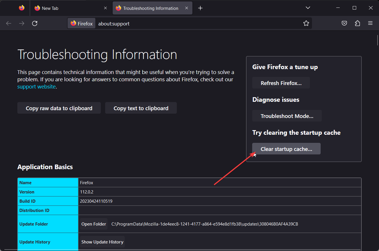Опция 'Очистить кэш при запуске' в Firefox