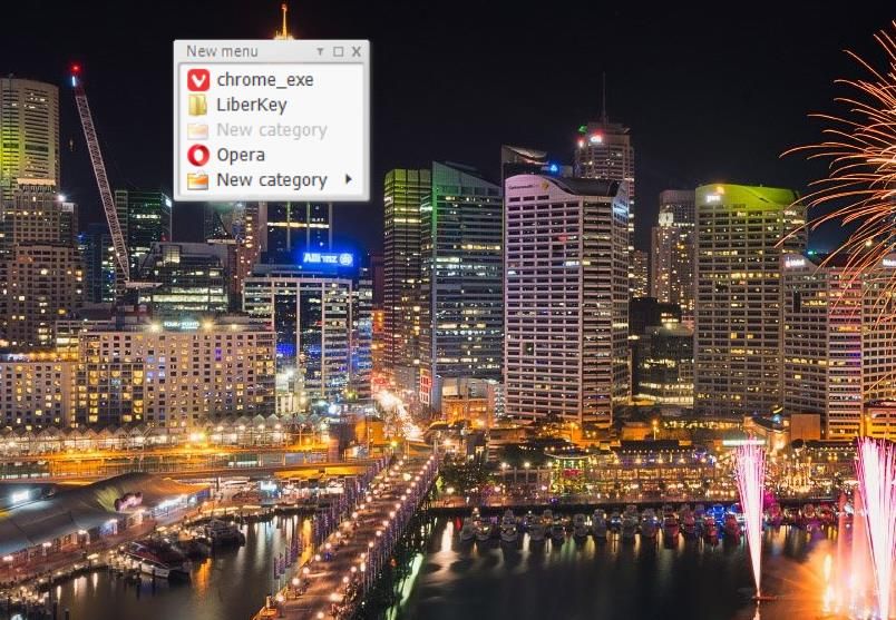 Малое меню LiberKey, доступное по горячей клавише