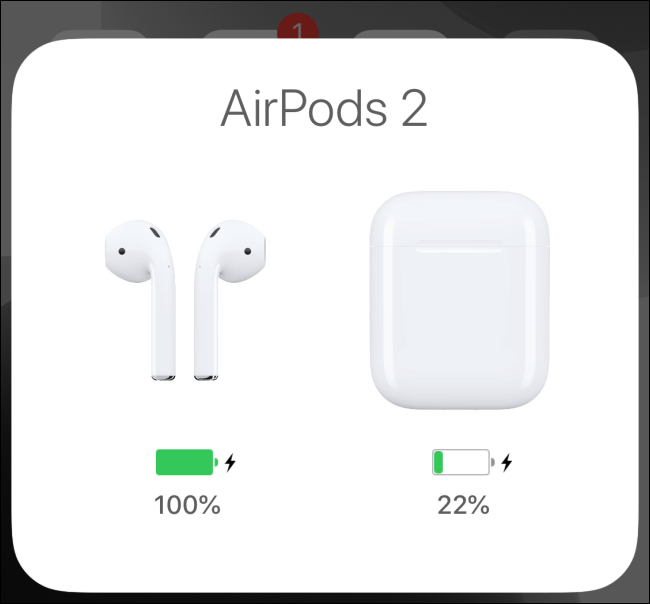 Панель подключения AirPods с информацией о заряде на iPhone
