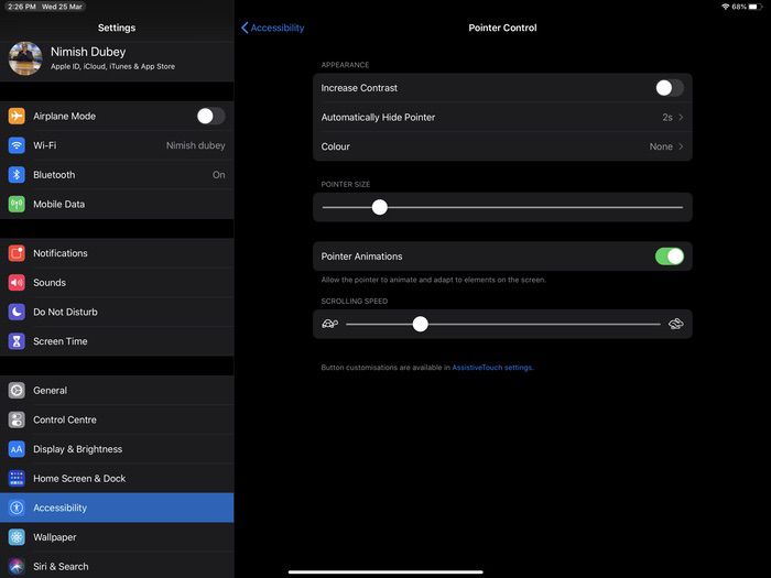 Общие параметры указателя