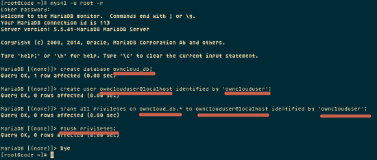 Создание базы данных и пользователя в MariaDB