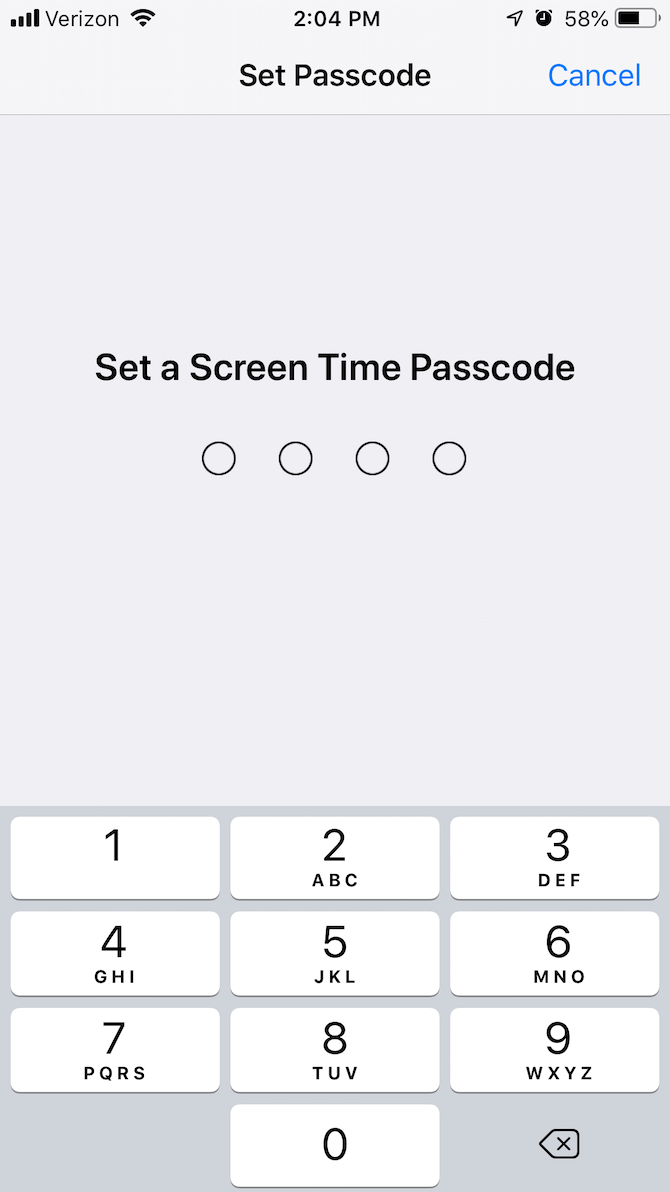 Screen Time password and Family Settings
