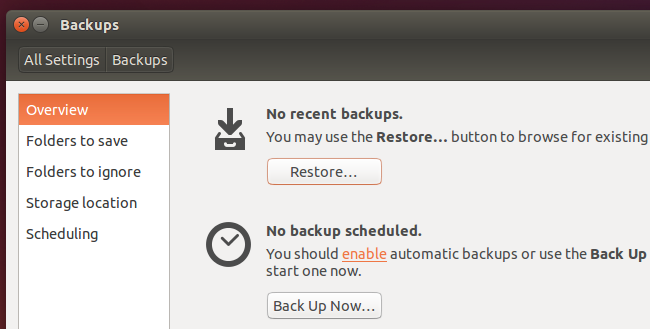 Интерфейс резервного копирования на Linux