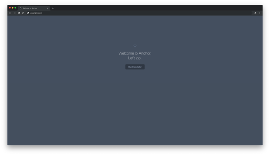 Страница веб‑установщика Anchor CMS