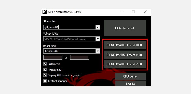 Kombustor Benchmarking Options
