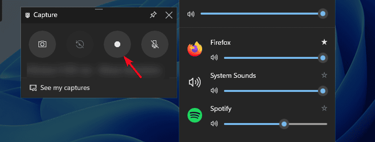 Кнопка записи в Xbox Game Bar