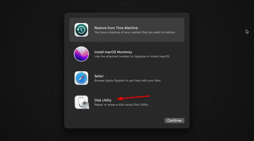 Запуск Дисковой утилиты macOS в установщике