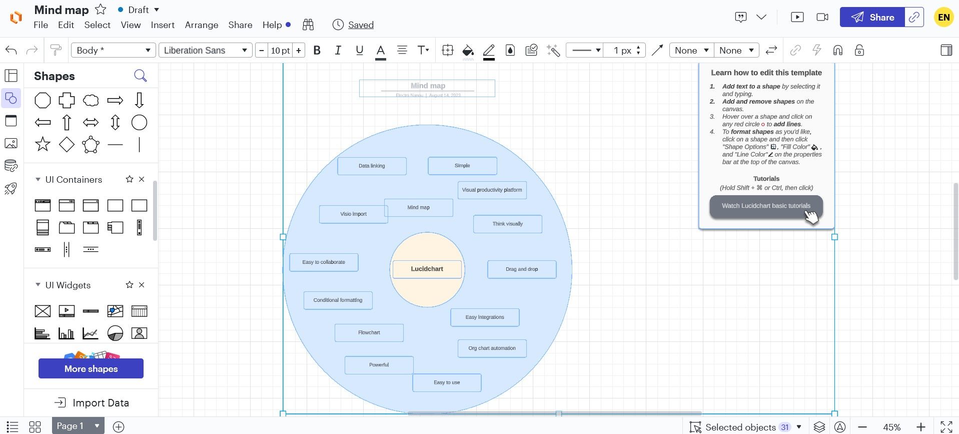 Starting New Mind Map on Lucidchart