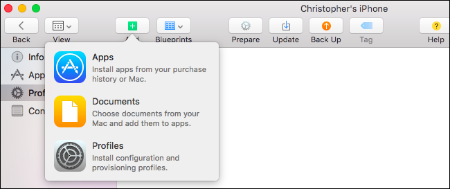 Изображение: установка профиля конфигурации на устройство