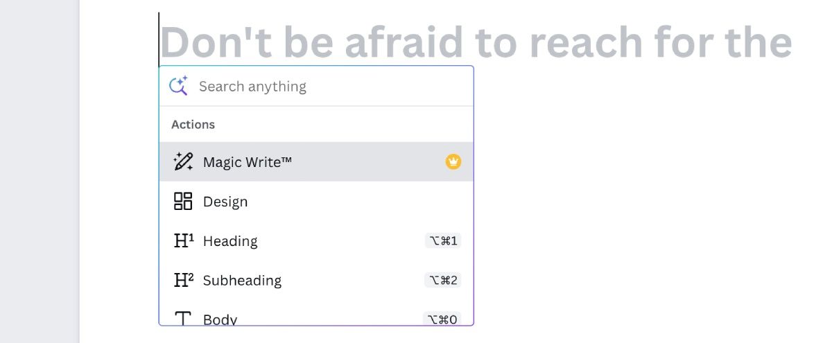 Canva AI Magic Write Where to Find Icon