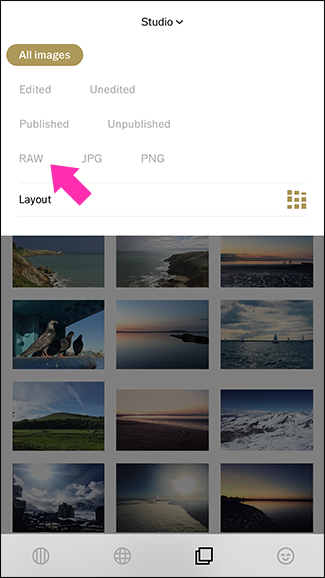 Экран раздела Studio (фильтры) в VSCO