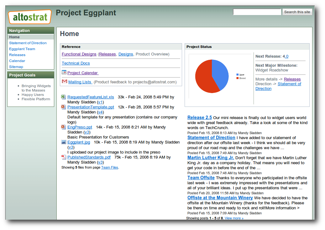 Пример вики-страницы с встраиваемыми документами и галереями