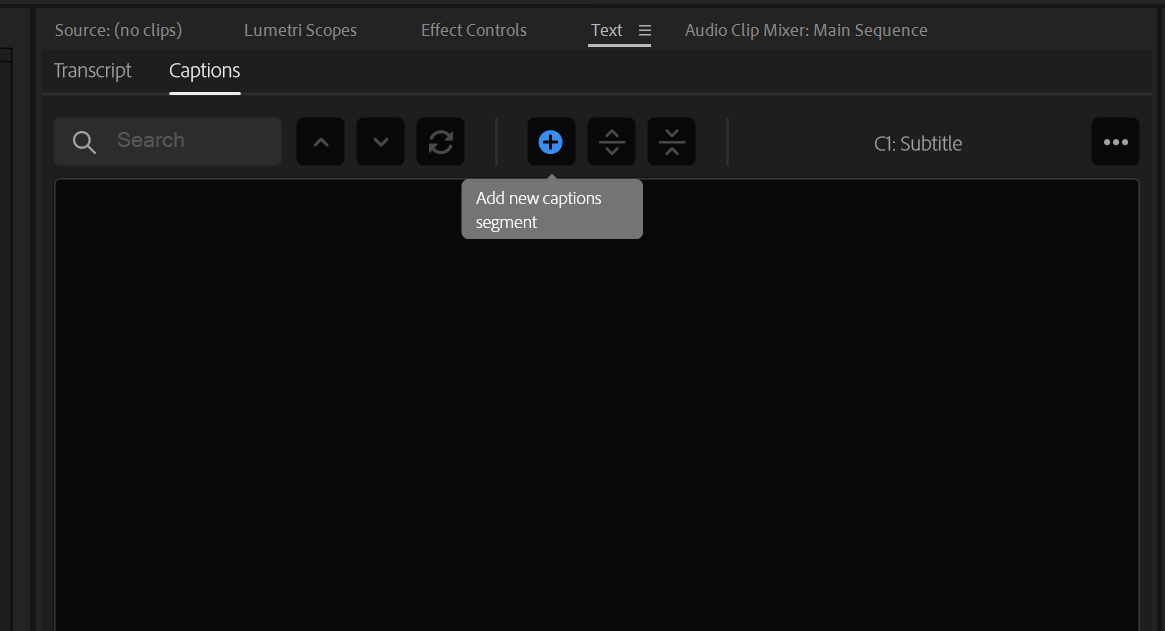 Добавление нового сегмента субтитров