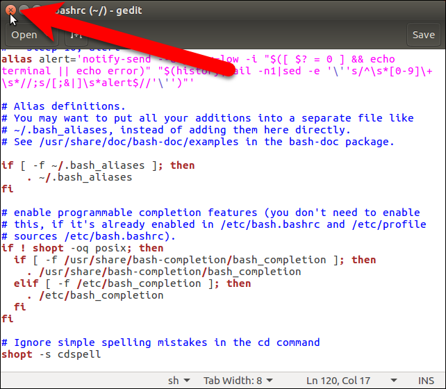 Закрытие gedit