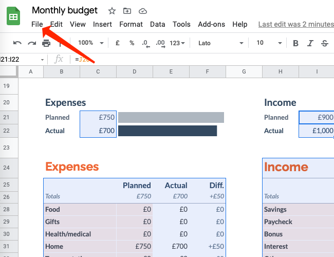 Нажмите Файл