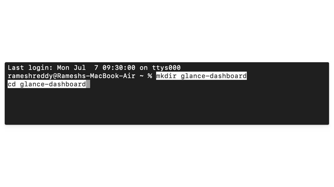 Создание папки и открытие терминала на macOS