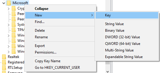 Редактор реестра — параметры отключения меню флагов