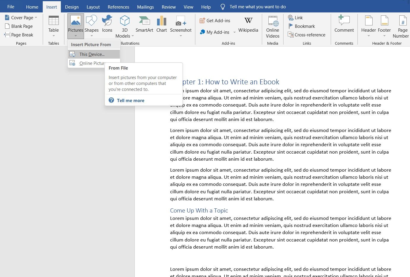 Вставка картинки в документ Microsoft Word