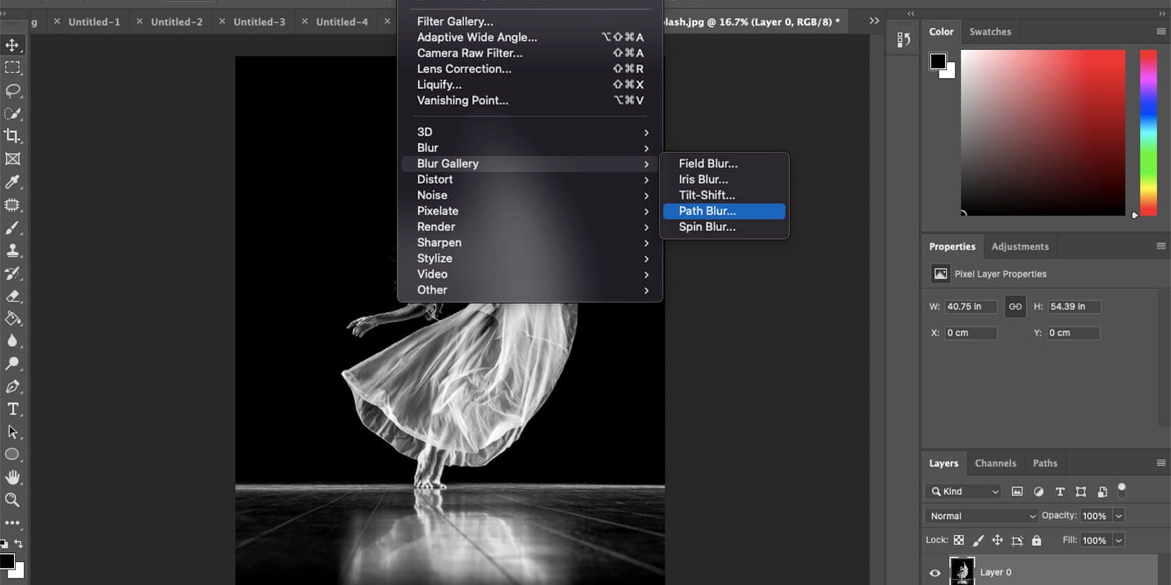 Размытие по траектории в Photoshop