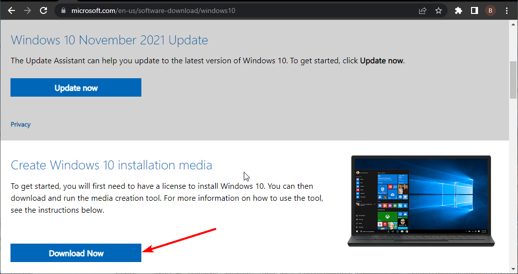Скачать средство создания носителя Windows