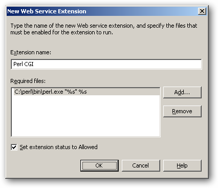 Статус Web Service Extension разрешён