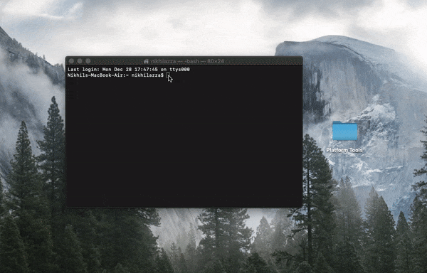 Comando cd para Platform Tools