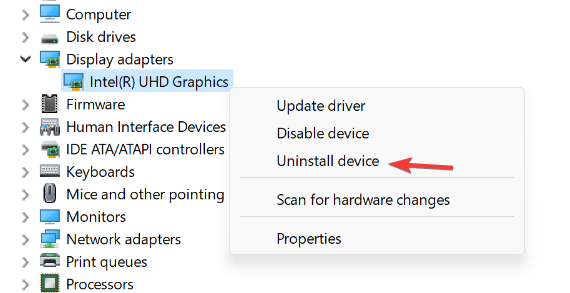 Удаление драйвера видеокарты в Диспетчере устройств